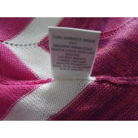 Christopher&Banks Open Front Long Cardigan Sweater PM ivory orange pink chevron - Picture 11 of 11